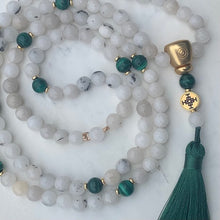 Load image into Gallery viewer, MALA - White Jade for Balance, Malachite for Transformation and Joy
