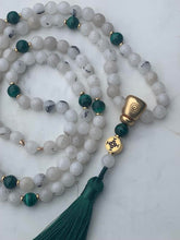 Load image into Gallery viewer, MALA - White Jade for Balance, Malachite for Transformation and Joy
