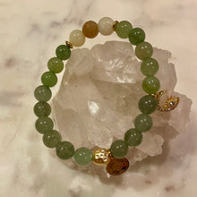 Load image into Gallery viewer, GREEN AVENTURINE  with MOONSTONE &amp; NATURAL STRIPED AGATE The Stones of Wealth, Opportunities, Feminine Energy &amp; Success, 8mm
