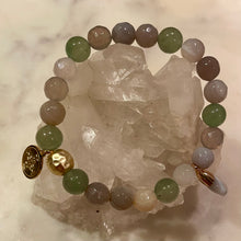 Load image into Gallery viewer, NATURAL STRIPED AGATE with GREEN AVENTURINE The Stones of Success, Opportunity &amp; Wealth, 8mm
