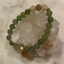 Load image into Gallery viewer, GREEN AVENTURINE  with MOONSTONE &amp; NATURAL STRIPED AGATE The Stones of Wealth, Opportunities, Feminine Energy &amp; Success, 8mm
