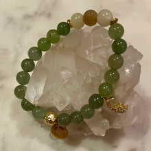 Load image into Gallery viewer, GREEN AVENTURINE  with MOONSTONE &amp; NATURAL STRIPED AGATE The Stones of Wealth, Opportunities, Feminine Energy &amp; Success, 8mm
