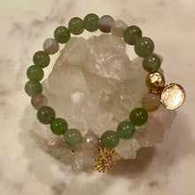 Load image into Gallery viewer, GREEN AVENTURINE  with NATURAL STRIPED AGATE The Stones of Opportunity, Wealth &amp; Love, 8mm
