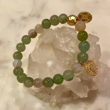 Load image into Gallery viewer, GREEN AVENTURINE  with NATURAL STRIPED AGATE The Stones of Opportunity, Wealth &amp; Love, 8mm
