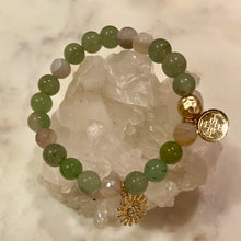 Load image into Gallery viewer, GREEN AVENTURINE  with NATURAL STRIPED AGATE The Stones of Opportunity, Wealth &amp; Love, 8mm
