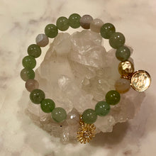 Load image into Gallery viewer, GREEN AVENTURINE  with NATURAL STRIPED AGATE The Stones of Opportunity, Wealth &amp; Love, 8mm
