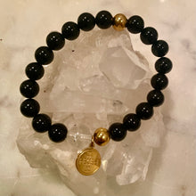 Load image into Gallery viewer, BLACK OBSIDION with CLEAR QUARTZ, The Stones of Grounding, Protection, Inner Truthfullness &amp; Clarity, 8mm (Copy)
