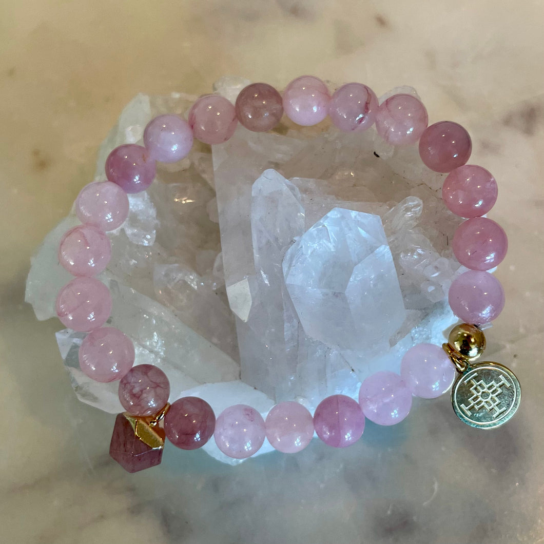 STRAWBERRY QUARTZ & ROSE QUARTZ - The Stones of Emotional Healing & Love, 8 mm