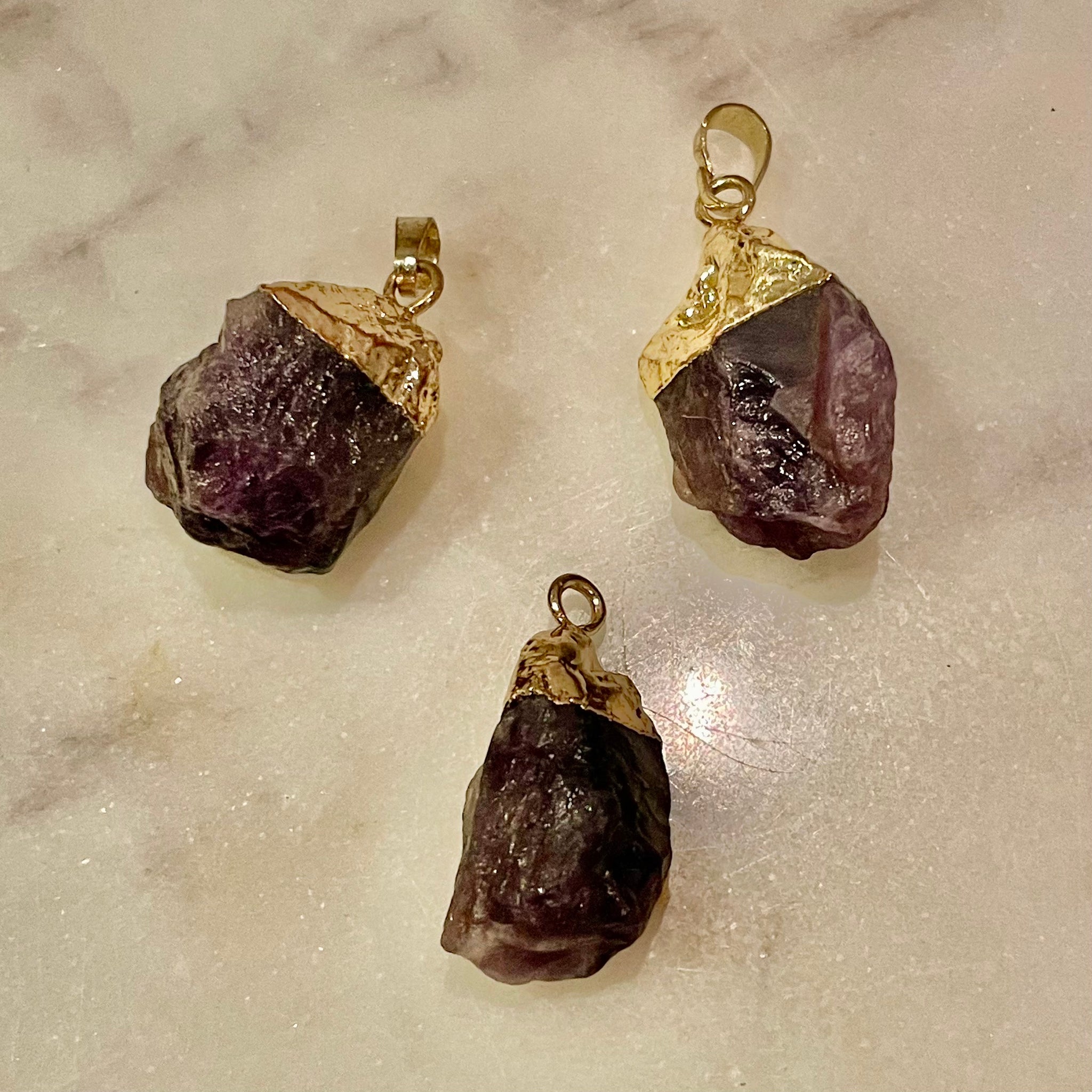 Raw amethyst crystal on sale necklace