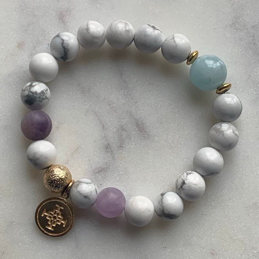 CHILDRENS COLLECTION - HOWLITE, AMETHYST & AQUAMARINE - The Stones of Emotional Healing & Confidence, 8mm