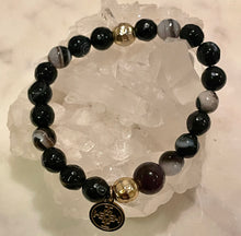 Load image into Gallery viewer, NATURAL BLACK AGATE - The Stone of Grounding and Protection,  8mm Faceted
