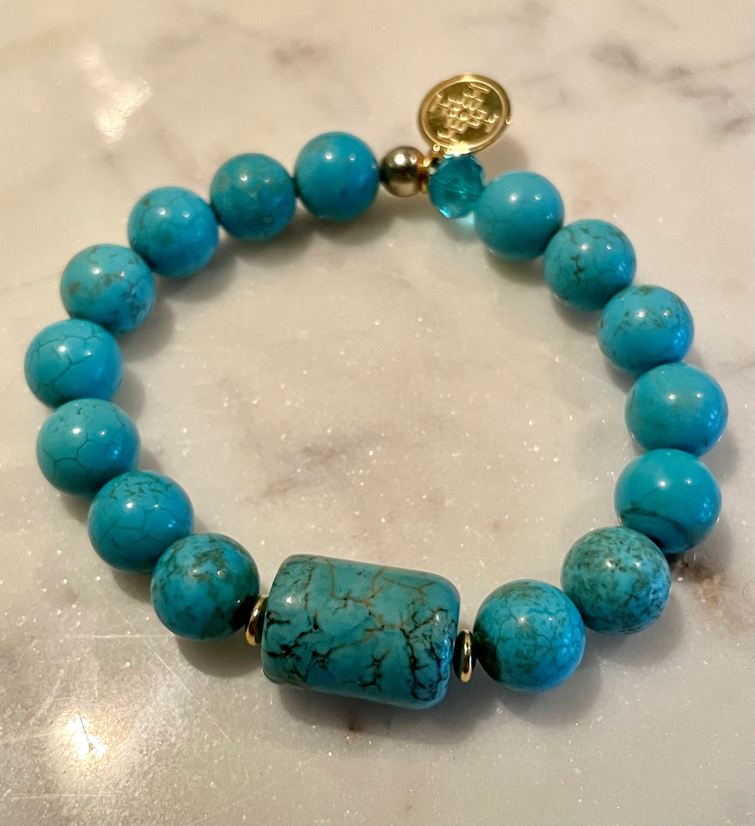 TURQUOISE with Stone - The Stone of Communication and Self Expresssion, 10mm